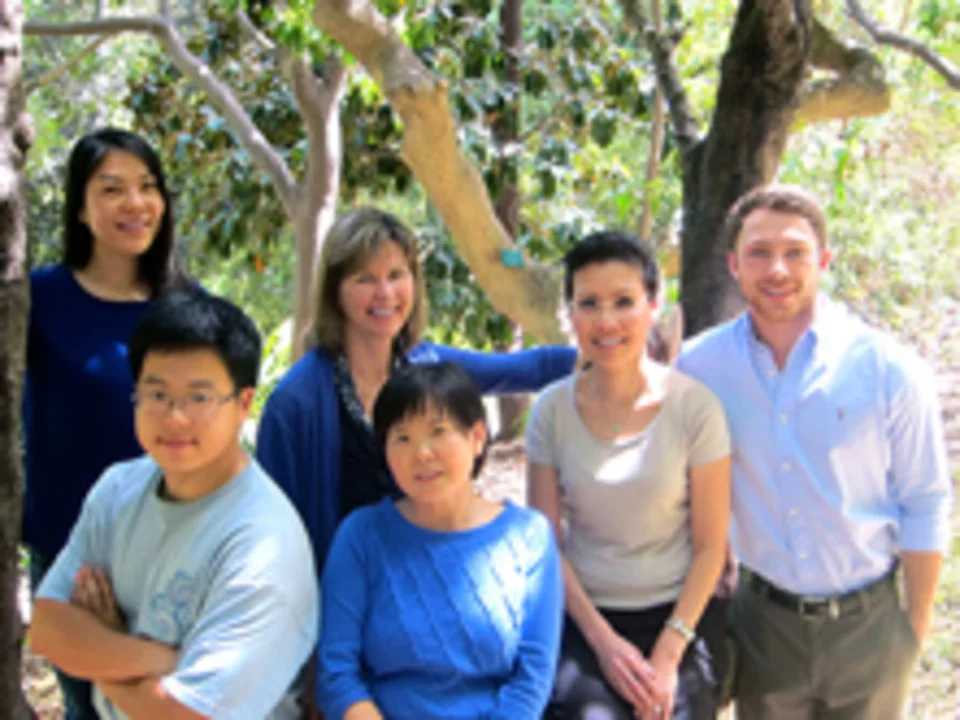CVVRL lab members posing together by trees outside.